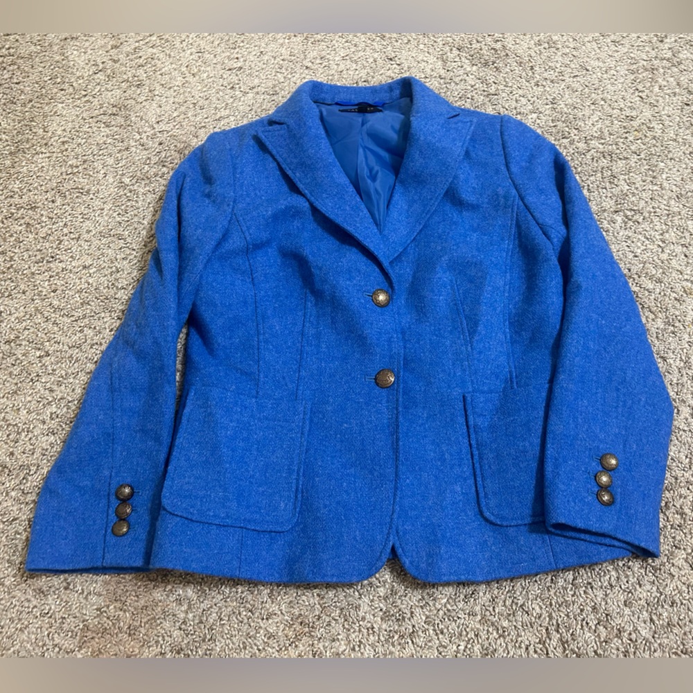 Women's Blue Wool Blend Tailored Blazer